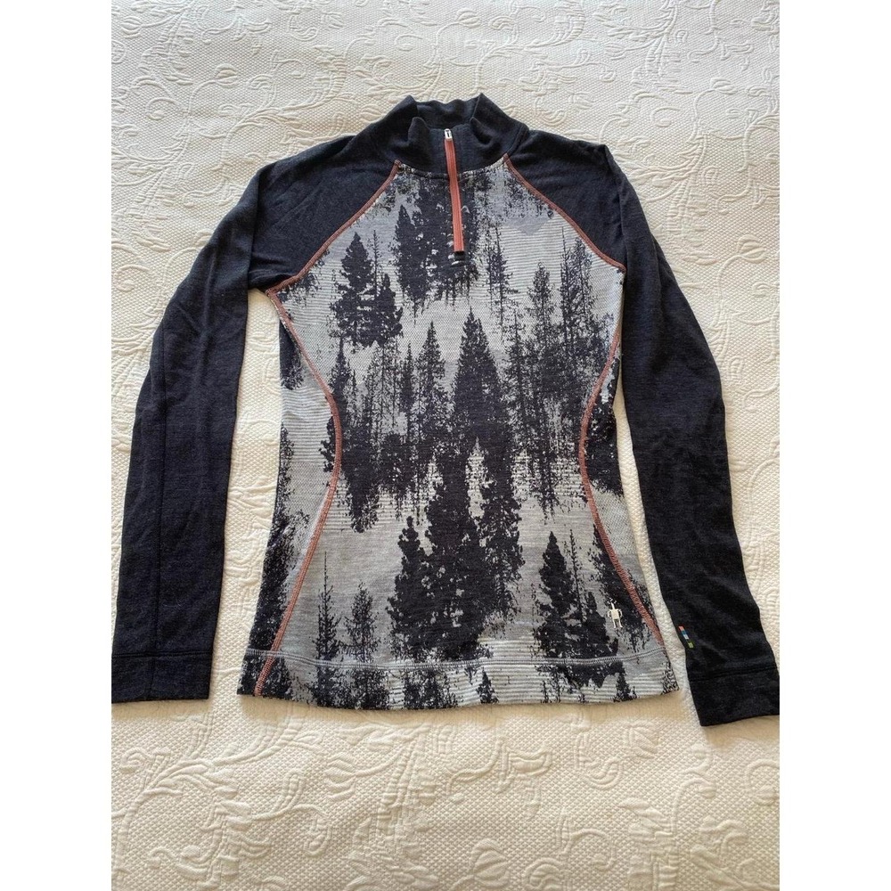 Smartwool Women's Long Sleeve Athletic Top with Forest Print Small Mine